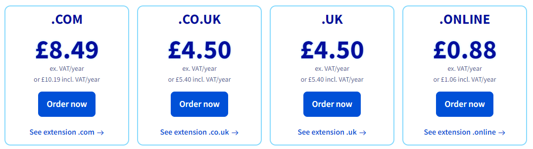 OVH pricing in British pounds.